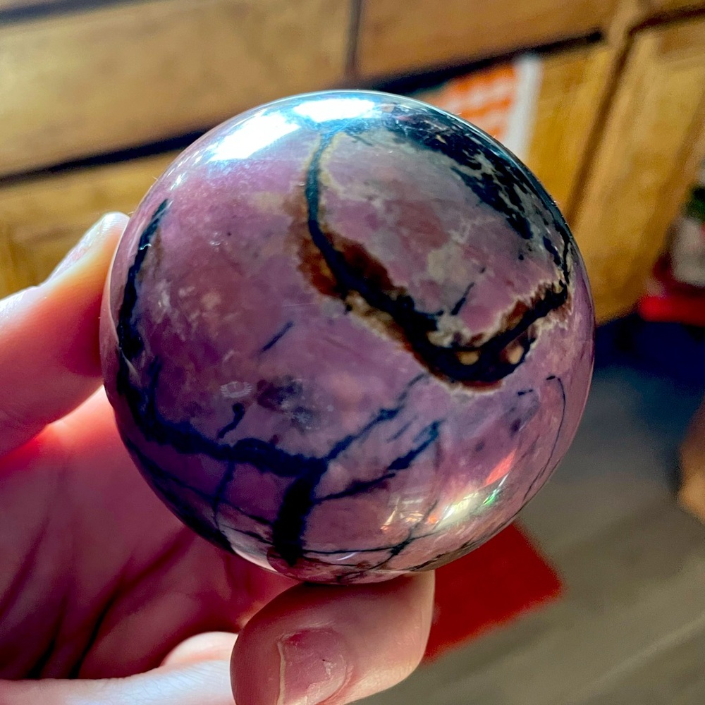 Pink Rhodonite Healing Crystal Sphere